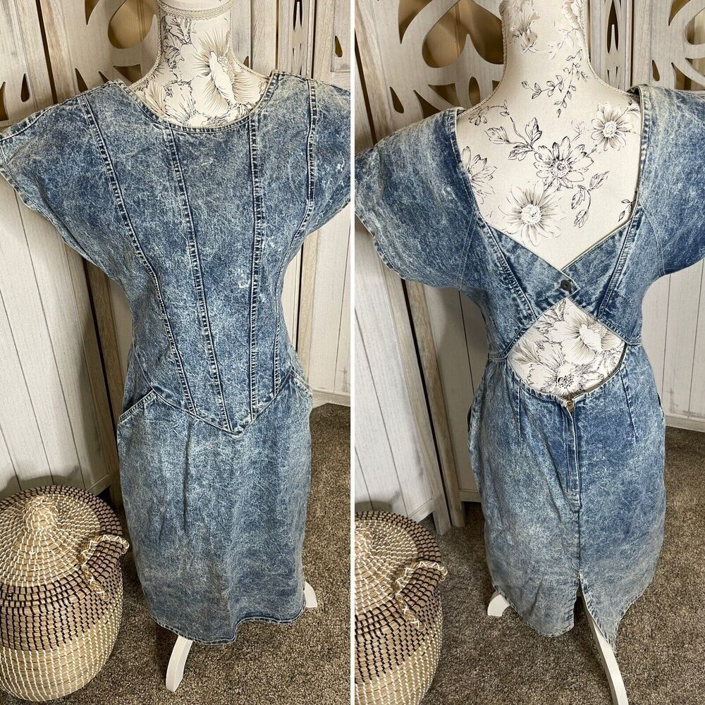 Vintage Brian Berrill Denim Acid Wash Rock New Wave Punk 80s 90s Size 11/12